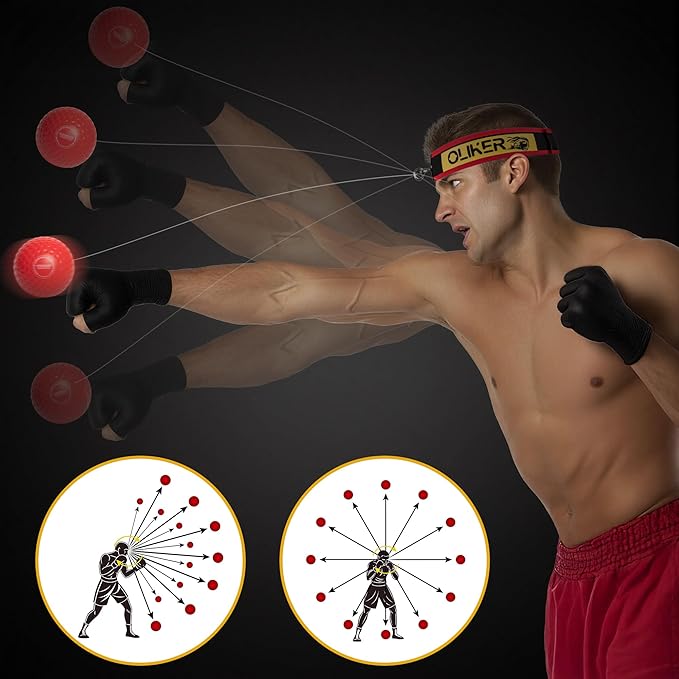 Boxing Reflex Ball for Adults and Kids, 4 Levels Boxing Ball with Adjustable Headbands, Perfect for Reaction, Agility, Punching Speed, Fight Skill and Hand Eye Coordination Training