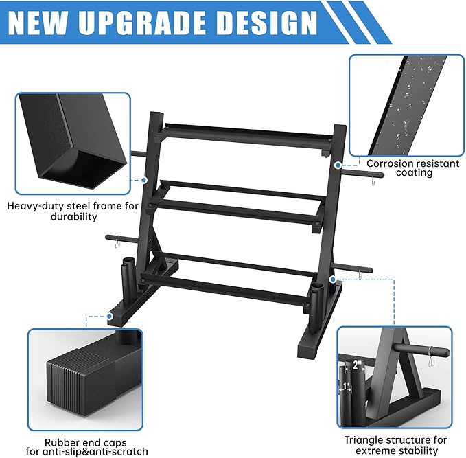 PROOFGOLD 1200LBS 3-Tier Dumbbell Rack, Adjustable Weight Rack Stand for Home Gym, Weight Holder for Free Weights Dumbbells/Weight Plates/Kettlebells/Barbells(Rack Only)