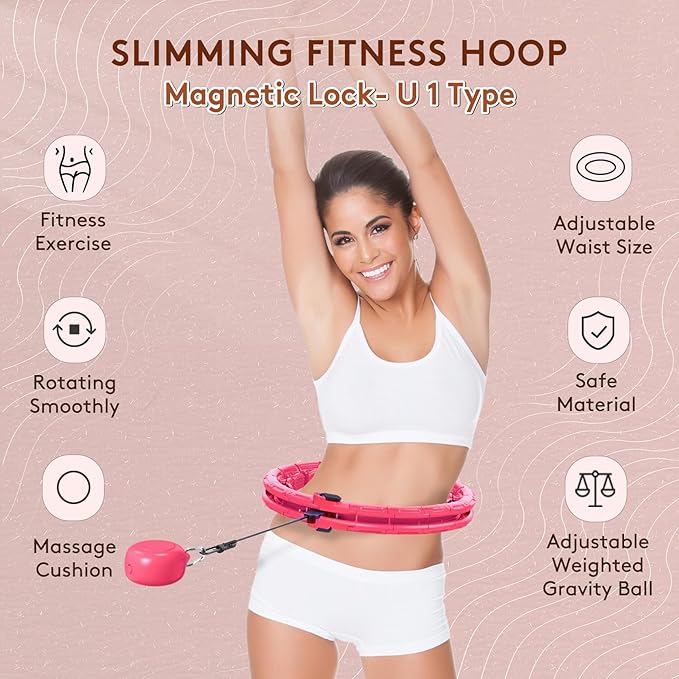 30/24/12 Knots, Upgraded Magnetic Lock Weighted Hula Hoop for Kids Adults Weight Loss, Infinity Hoop Plus Size, Home Indoor Outdoor, Fitness Exercise, Abdominal Toner