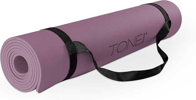 TONE Fitness Yoga Mat 1/4" Thick Non Slip Exercise & Pilates Mat for Home Workouts with Carrying Strap | Multiple Options