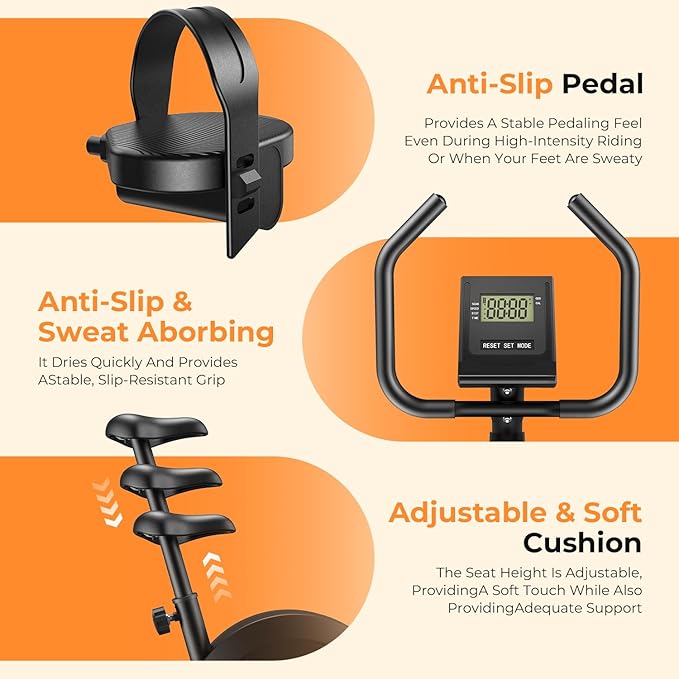 Exercise Bike Stationary Bikes for Home Adjustable Indoor Cycling Bike Magnetic Resistance Workout Bike Exercise Machine with Multi-Function Comfortable Seat, LCD Monitor, 264LBS Black