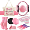 Pilates Essentials Kit for Women with Pilates Ring and Ball Set, Resistance Band Set, Yoga Mat Bag, Ankle Weights, Pilates Workout Sliders Disc, Yoga Socks, Pilates Equipment for Home Workouts