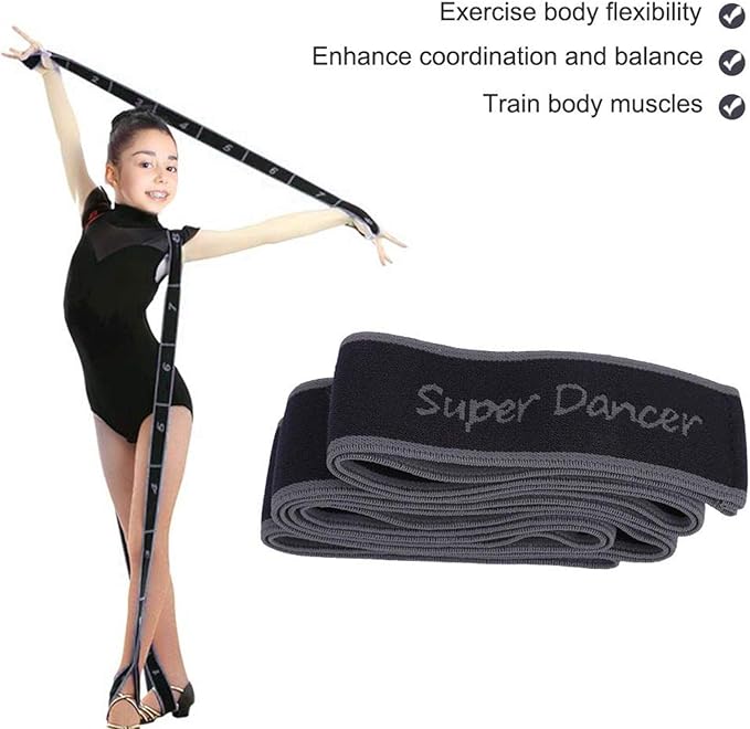 Exercise Strap Yoga Stretch Assist Strap with 8 Numbered Loops, Band for Yoga Pilates Dance and Gymnastics Workout, People Dancing Assistance(Grey)