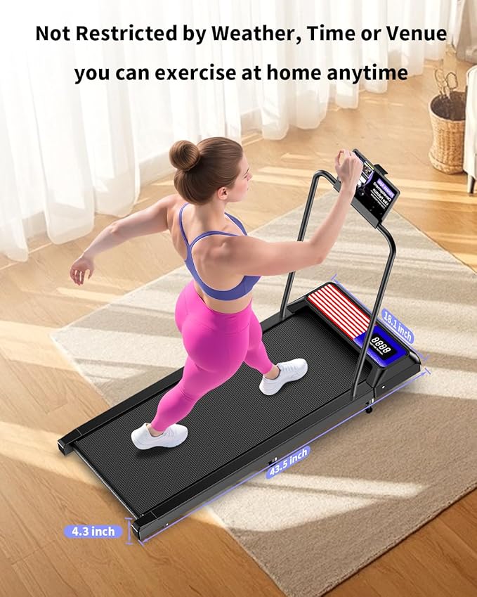 Walking Treadmill Pad with Incline - Portable Under Desk Treadmill, Walking Mat Pad with Handle Bar, 2.5HP Low Noise, 2 in 1 Treadmills for Home Office, Remote Control with LED Screen