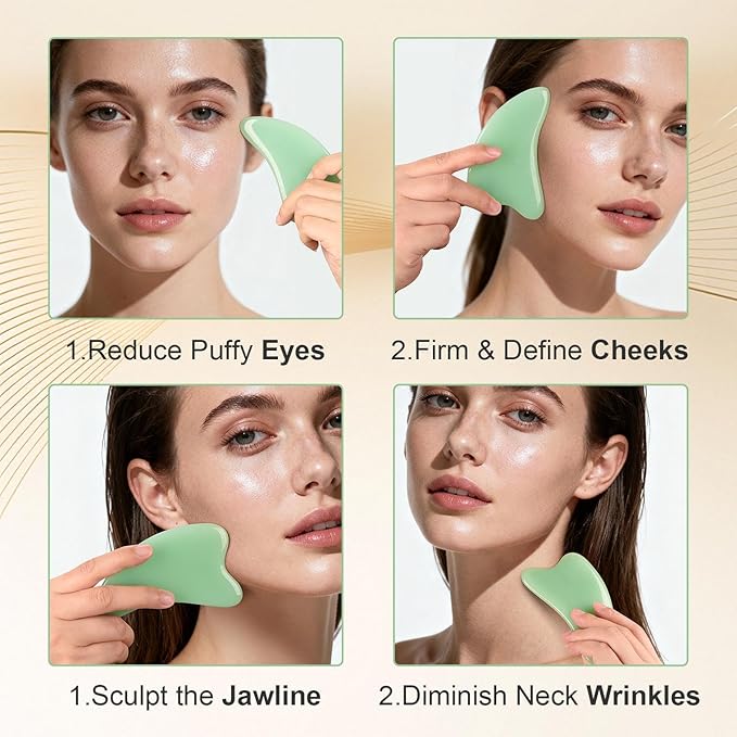 Stainless Steel Muscle Scraper Tool 6 in1 Gua Sha Facial Tools Body Gua Sha Tools Jade Stone Point Massage Tool Scraper Tool Massage Used for Face, Back, Legs, Arms,Neck,Shoulder