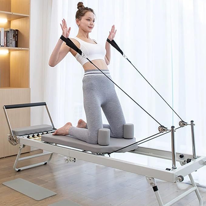 BVCL Folding Pilates Reformer for Home with Metal Spring, Folding Pilates Device, Multifunctional Pilates Bed, Adjustable Intensity