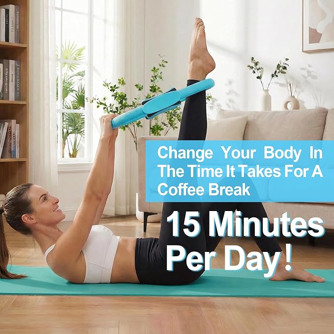 Home Pilates Ring and Ball Set for Women with 5 Resistance Bands 13 inch Magic Circle Workout Starter Kit for Beginners Full Body Toning 15 Min Daily Routine