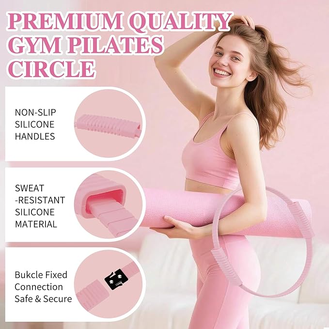 13 PCS Pilates Equipment Kit for Women,Pilates Ring and Ball Set with Resistance Bands,Core Sliders, Socks, Bag & Guide for Starter Home Workout Fitness Gym Essentials