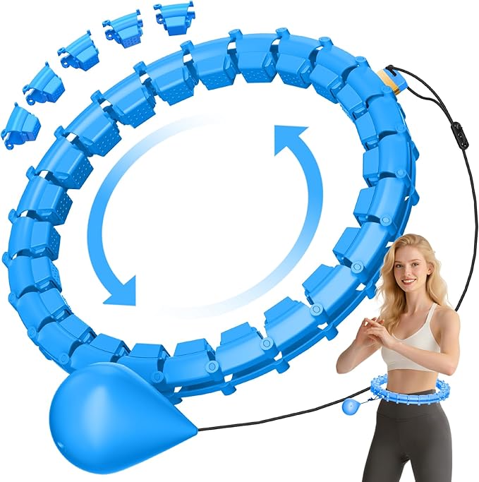 Plus Size Silent Weighted Hula Infinity Fitness Detachable Hoops 65-Inch 32 Knot, Smart Noiseless Infinity Hula for Women, Waist and Abdominal Home Weight Loss Exercise Fit Hoop