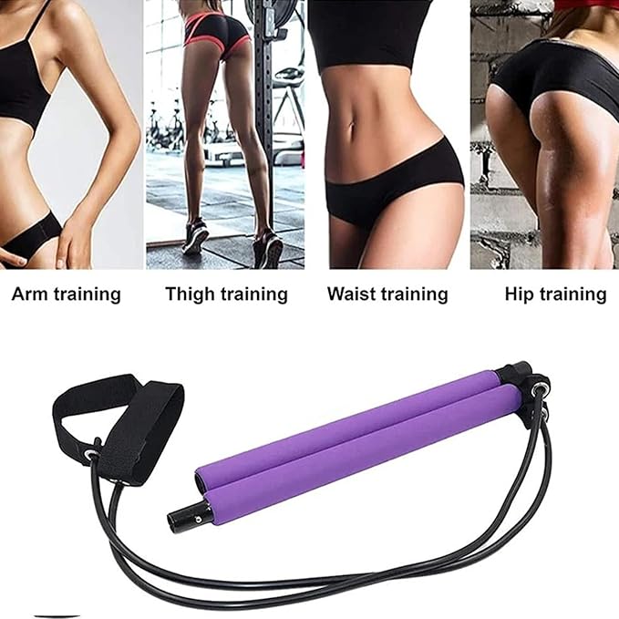 Pilates Bar Kit - Sculpting Elastic Fusion Bar Pilates Stretch Lightweight, Easy Installation Portable Workout Bars Fitness Supplies for Women, Men, Boys, Girls