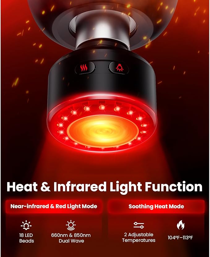 BOB AND BRAD X6 Ultra Massage Gun with Heat and Infrared Light, Metal Head, Professional Percussion Deep Tissue Muscle Massager Gun for Athletes with 6 Replacements