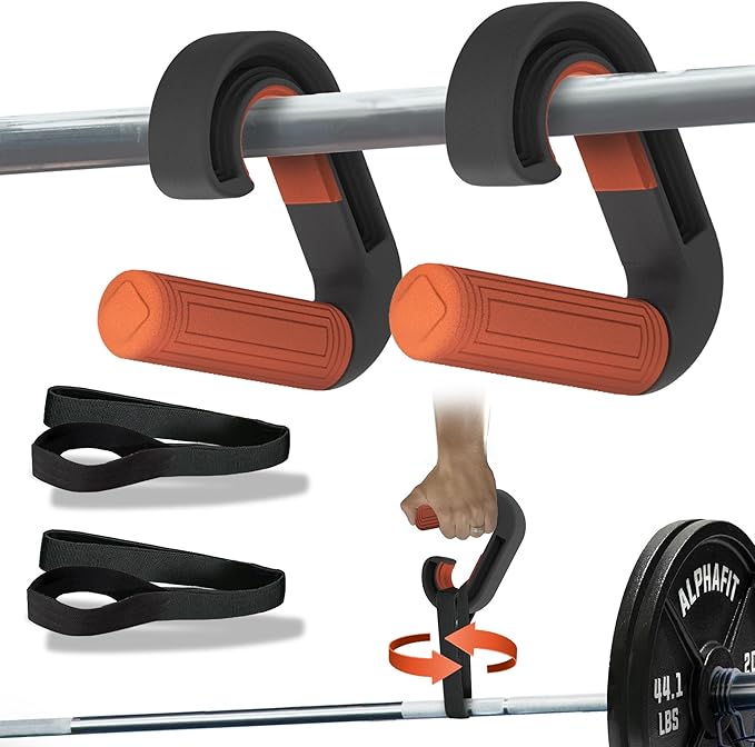 Pull Up Handles Neutral Grip: Portable Barbell Grip with 2 Detachable Straps for Cable Machine LAT Pull Down T-bar Row Deadlift Shrug