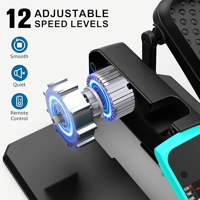 VIVURN-018 Under Desk Elliptical 12 Speed 5 Modes Mini Motorized Leg Exerciser While Sitting for Seniors As Seen on TV with Non-Slip Mat Quiet & Portable Electric Pedal Exerciser for Home and Office