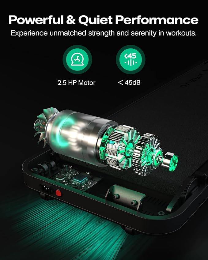 UREVO Smart Walking Pad, Quiet Under Desk Treadmill with APP & Remote, Portable Shock-Absorbing Walking Jogging Machine, Sleek Compact Design for Home Office Fitness