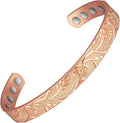 Copper Bracelet for Women, 6.5inch Pure Copper Flower Adjustable Bracelet with Magnets, Copper Jewelry Present（1042）