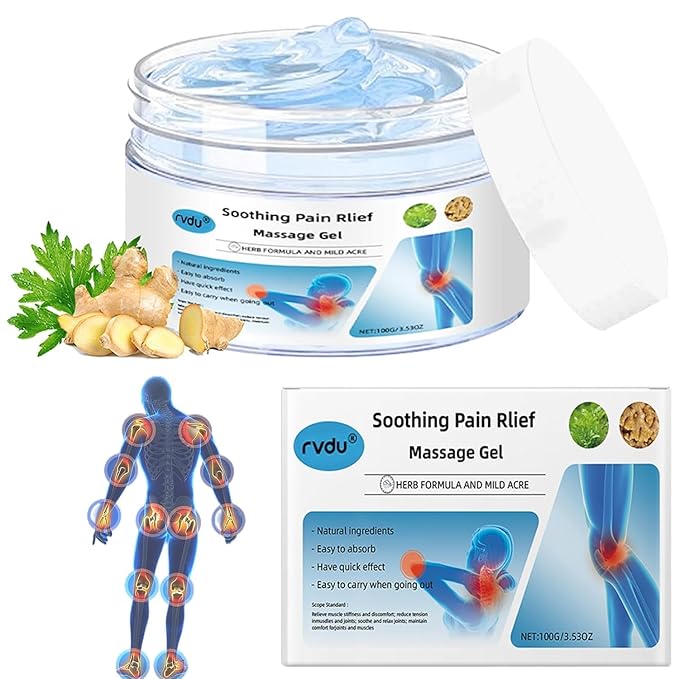 RVDU Soothing Massage Gel – Cooling Blue Gel with Natural Extracts, Fast Absorbing Formula for Back, Shoulder, Knee & Muscle Comfort, Non-Greasy (1PCS)