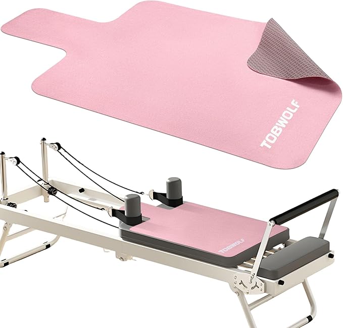 Pilates Reformer Mat Towel - 39in x 24in Non-Slip Suede Pilates Reformer Mat Cover for Pilates Enthusiast to Practice, Lightweight - Soft Surface - Silicone-Backing, Sweat-Wicking, Quick-Drying