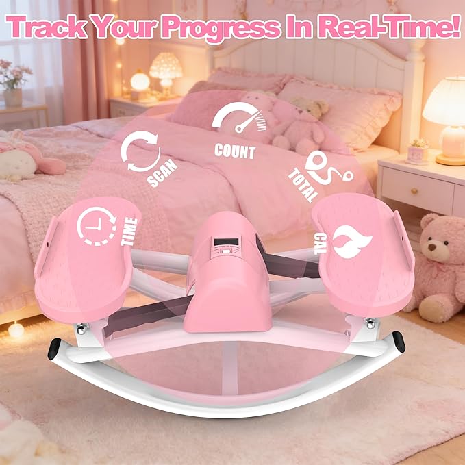 KINMAC Lateral Stepper for Exercise-Rocking Stepper Machine with Resistance Bands & Anti-Slip Mat and LCD Monitor, Professional Stair Stepper for Home Workout