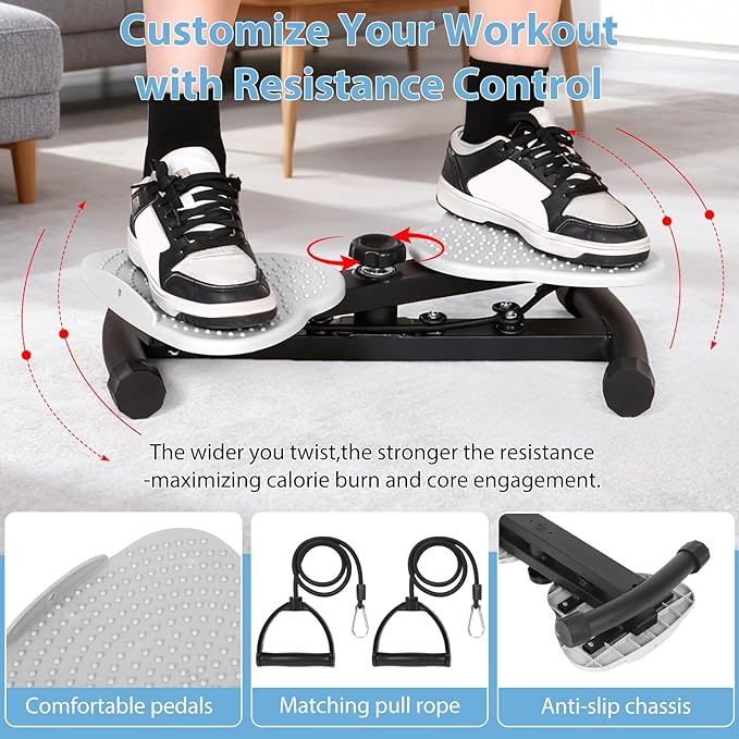 waist twister，waist twisting machine twister board with 300 lbs Weight Capacity, Noiseless Fitness Tool Foot Massage, Core Workout for Belly Fat Loss Anti-Slip Home Gym Equipment for Women Men Grey