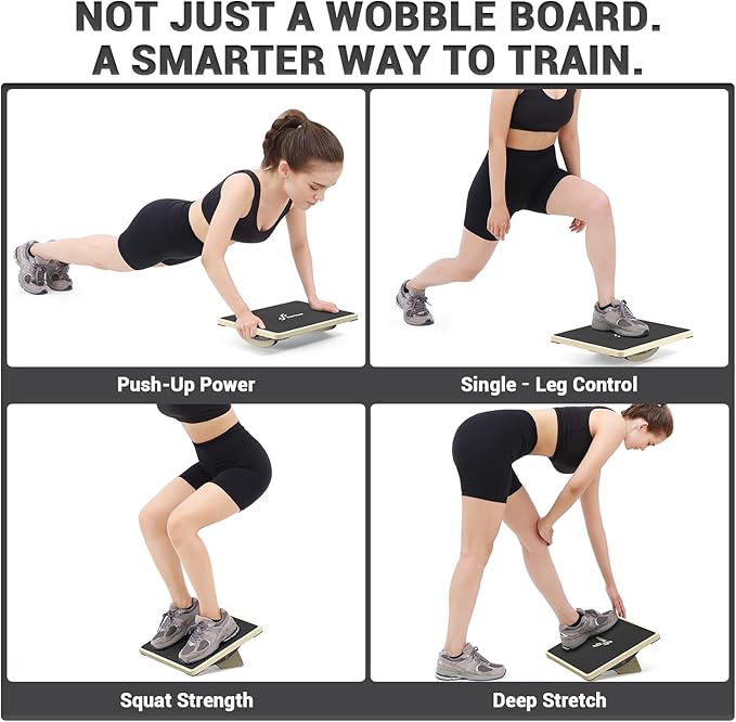 Sportneer 2-in-1 Balance Board – Adjustable Wobble & Slant Board for Core Strength, Stretching, Rehab, Standing Desk, Home Gym Workout