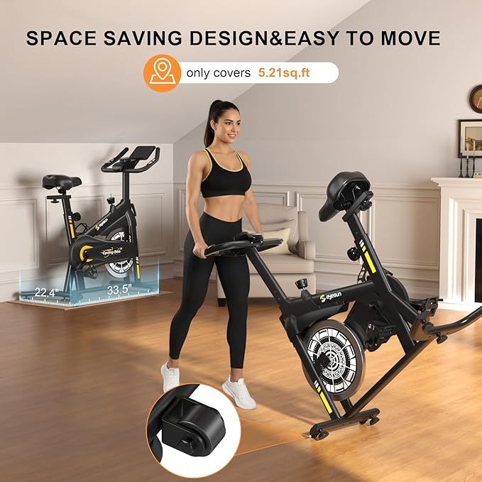 Exercise Bikes for Home,Spin Bike with Adjustable Magnetic,Brake Pad Resistance Silent Belt Drive,350lbs/300lbs Weight Capacity &Upgraded Version Seat for Home Cardio&Weight Loss(QM-530W)