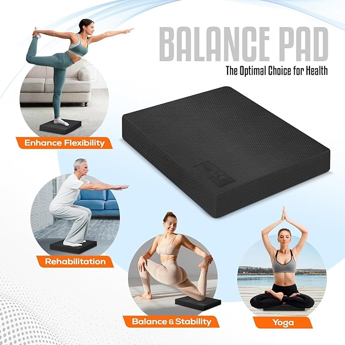 Yes4All Wood Slant board & Balance board (2in1) + Balance Pad XL Black Physical Therapy, Yoga & Stability Training Balance Mat