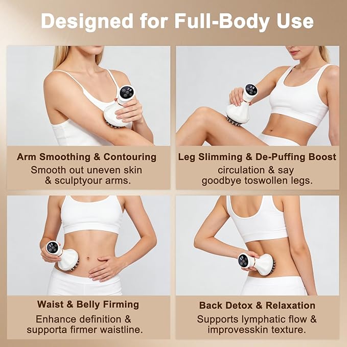Lymphatic Drainage Massager, Lymphatic Massager, Helps Reduce Stretch Marks & Cellulite, for Legs, Arms & Belly, Body Sculpting Machine with Microcurrent, Light, Heat & Vibration, White