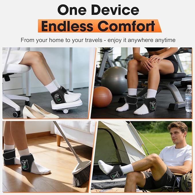 2PCS Cordless Ankle Heating Pads, Foot and Ankle Massager with Heat, Rechargeable Heated Foot Brace Wrap, 3 Vibration and 4 Heating Modes
