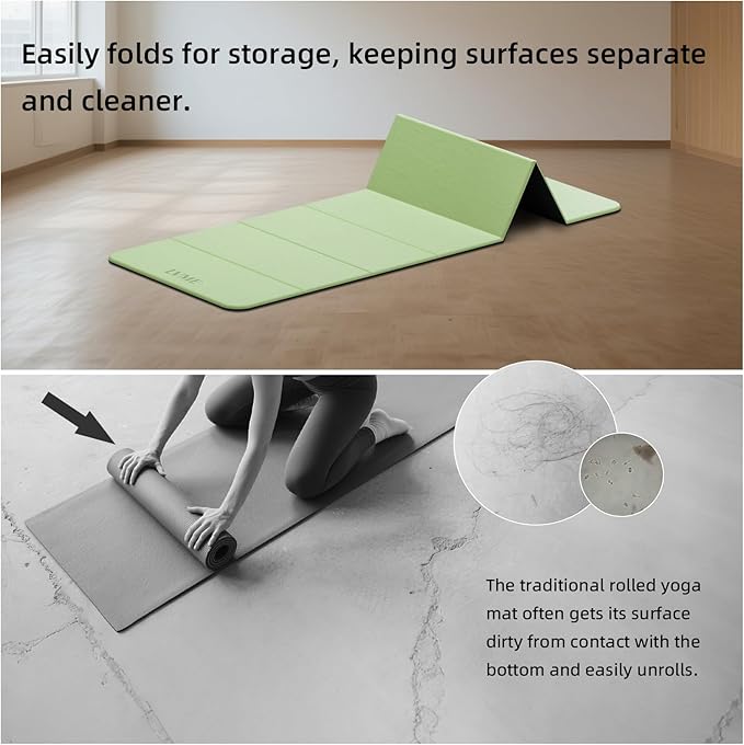 Foldable Yoga Mat, 0.32 inches Thick(8mm), SGS Certified, Non Slip, 71 x 24 inches, Foldable for Travel, Pilates, Camping, Environmental Sports Mat, Odorless TPE Material