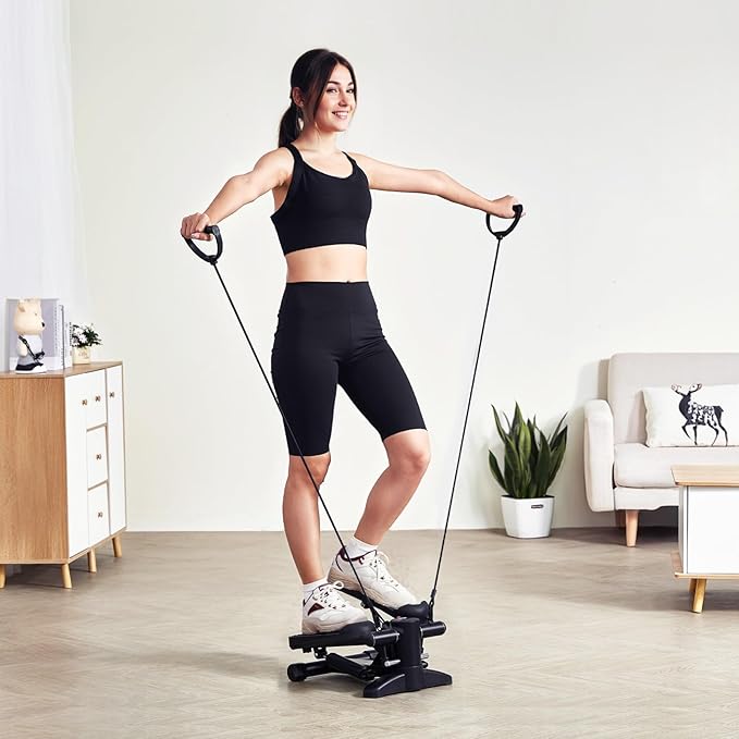 VEVOR Stair Stepper, Mini Stepper for Exercise at Home, Hydraulic Fitness Stepper with Resistance Bands, Full Body Workout Cardio Equipment, Stair Climber