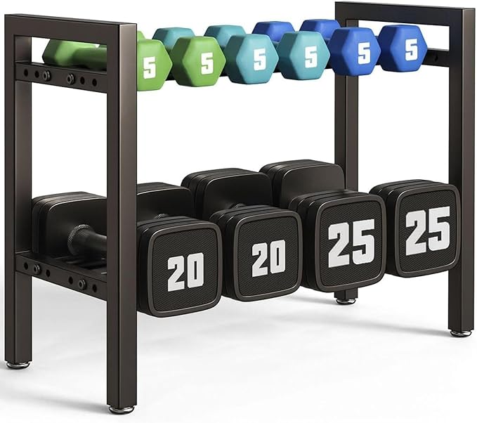 Dumbbell Rack, 2-Tier | 3-Tier Weight Rack for Home Gym, 300LB | 450LB Adjustable Dumbbell Rack Stand Only Weight Storage Rack Gym Organizer