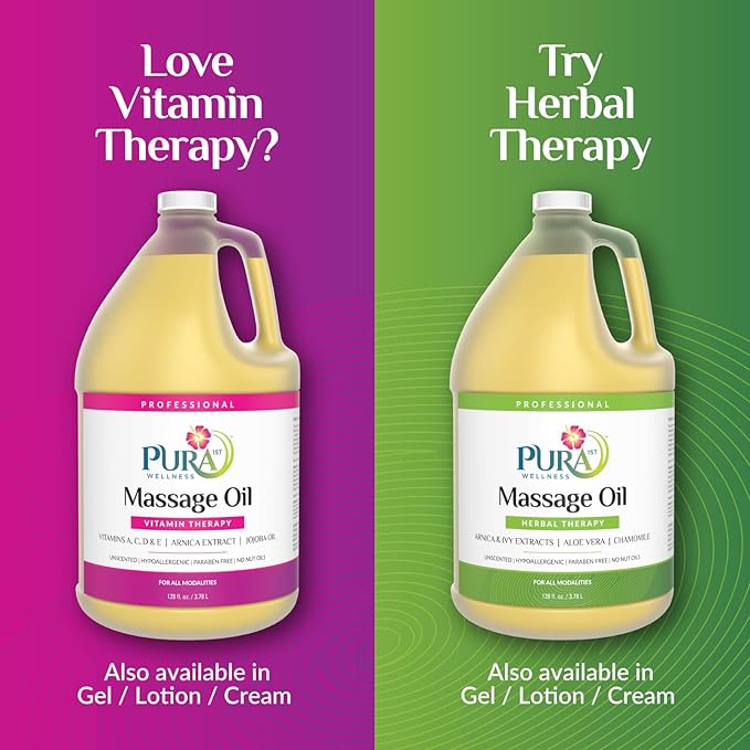 Vitamin Therapy 1 Gallon Massage Oil, Vitamin E, Professional, Massage Therapy, Deep Tissue, Unscented, Hypoallergenic, Natural Ingredients, Skin Hydrating, Moisturizing, Muscle Relief