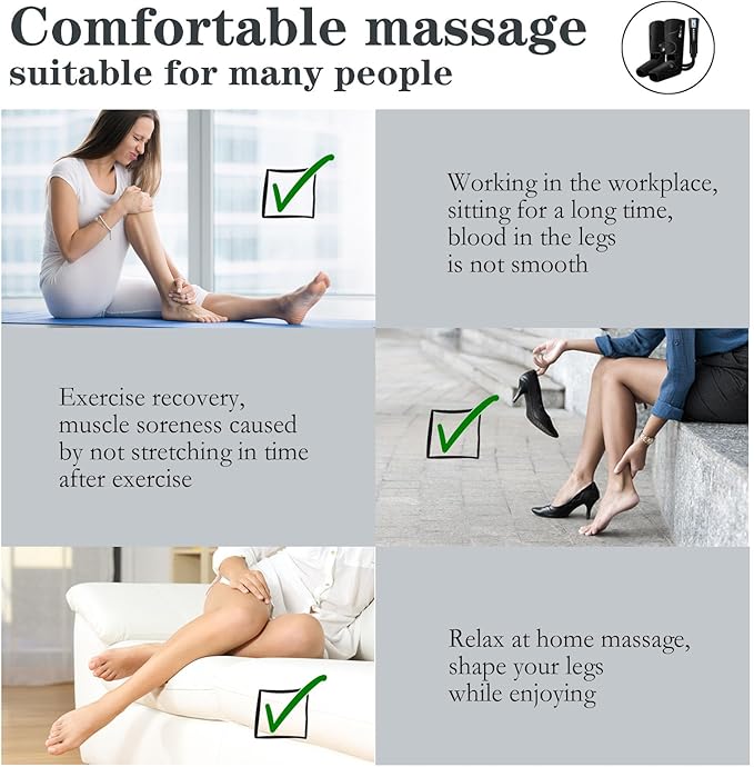 Gifts for Dad Mom Men Women Christmas Mothers Day, Fathers Day, Air Compression Massager with Heat for Foot, Leg, Calf, Thigh, Knee, Helpful for Varicose Veins, Muscle Fatigue, Cramps, Swelling, Edema