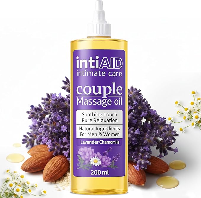 Couple Massage Oil with Lavender & Chamomile. Soothing Touch for Pure Relaxation during intimate moments. Nourishing Natural Ingredients like Almond Oil & Vitamin E - 7 Fl Oz