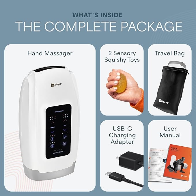 LifePro Legra Plus Hand Massager with Heat and Compression - Finger, Wrist, and Palm Massager with 5 Modes - Pressure Point Therapy for Sensitive Hands, Relaxation, and Comfort