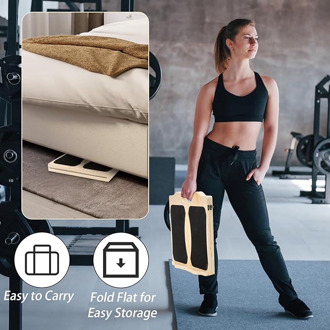 Yarlung Wooden Slant Board for Calf Stretching, Portable Squat Incline Board for Knees Ankle Leg Heel, Adjustable 5 Angles Calf Stretch Wedge for Exercise, Physical Therapy