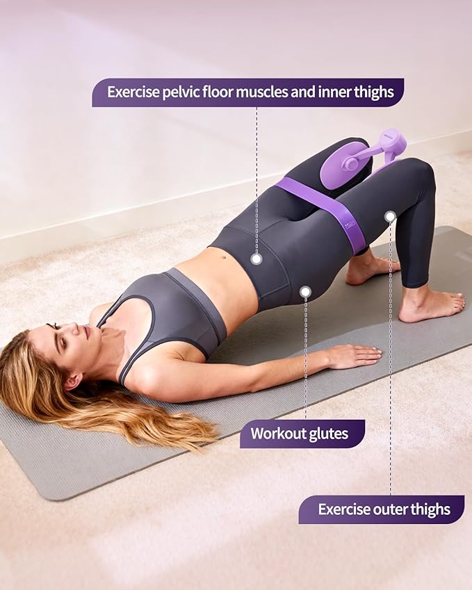 Thigh Trainer, Pelvic Floor Muscle Trainer Adjustable Resistance Inner Thigh Exerciser, Kegel Trainer for Postpartum Rehabilitation 20LB Resistance Band Pelvic Floor Strengthening