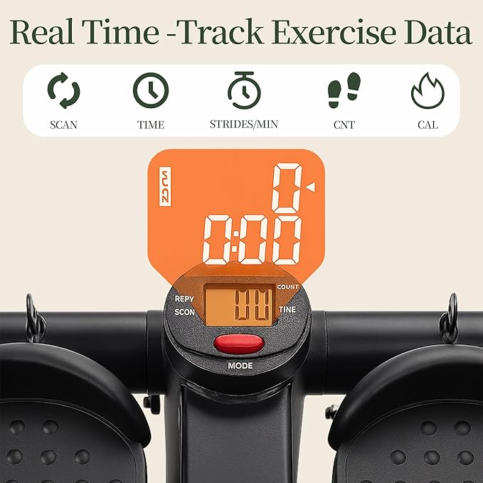 Mini Stair Steppers with Resistance Bands for Exercise at Home, Portable Exercise Twist Stepper Machine for Full Body Workout, Hydraulic Fitness Stepper with LCD Monitor，Black
