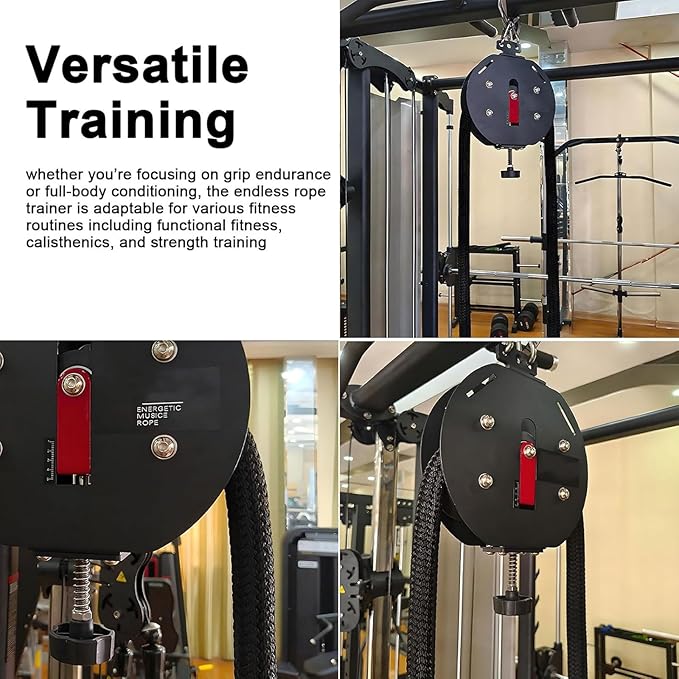 Pulley Trainer,Endless Rope Trainer,Portable Cable Pulley System,Suspension Pulley Cable Machine with Adjustable Resistance, Pull Rope Fitness Training Equipment, for Physical Training