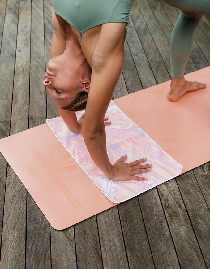 yogadesignlab | The Hand Towel | Premium Non Slip Hand Towel | Designed in Bali | Colorful Eco Printed + Quick Dry + Soft | Hot Yoga, Bikram, Ashtanga, Sport, Barre, Travel (Pearl)