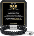 LUXEJEW Gifts for Men - Beaded Leather Bracelet 6mm Matte Agate Stone Bracelets for Men Dad Son Husband Boyfriend Grandpa Grandson Brother Uncle Nephew Adjustable Magnetic Clasp