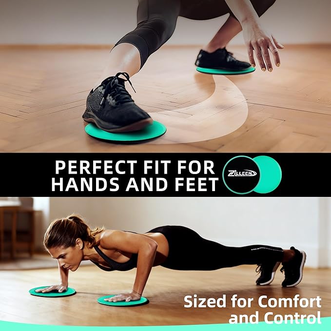 ZILLEEN Exercise Sliders for Working Out Fitness Discs for Pilates Women Men, 2 Pack