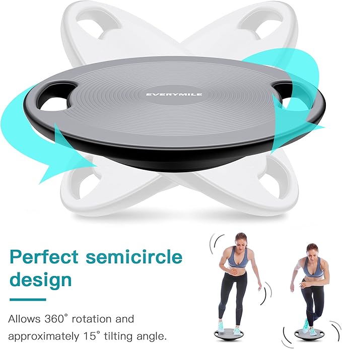 EVERYMILE Wobble Balance Board, Exercise Balance Stability Trainer Portable Balance Board with Handle for Workout Core Trainer Physical Therapy & Gym No-Skid Surface