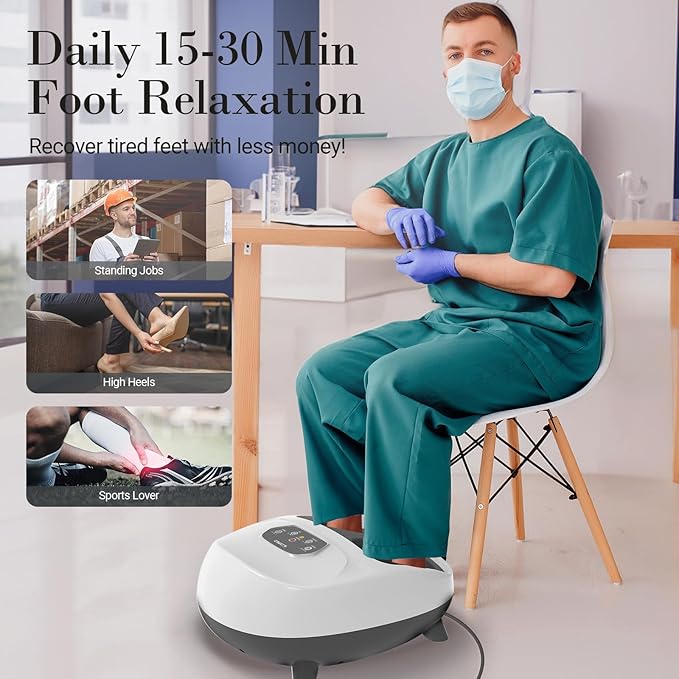 Foot Massager for Plantar Fasciitis, Upgraded Full Feet Shiatsu Massage with Heat, Remote Control Multi-Level Settings Foot Massager for Neuropathy, for Women Men(White)