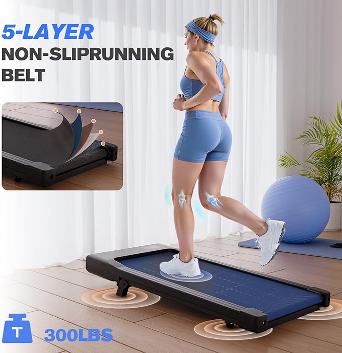 Walking Pad, 6% Walking Pad with Incline, No-Assembly Walking pad Treadmill with APP and Remote Control, LED Display, 2.5 HP Quiet Under Desk Treadmills, 300 lbs Capacity