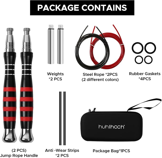 Speed Weighted Jump Rope with Secure Lock Mechanism, 360° Smooth Swivel, Non-Slip Matte Textured Handles, Features 2 Performance Cords for Effective Fitness Workouts