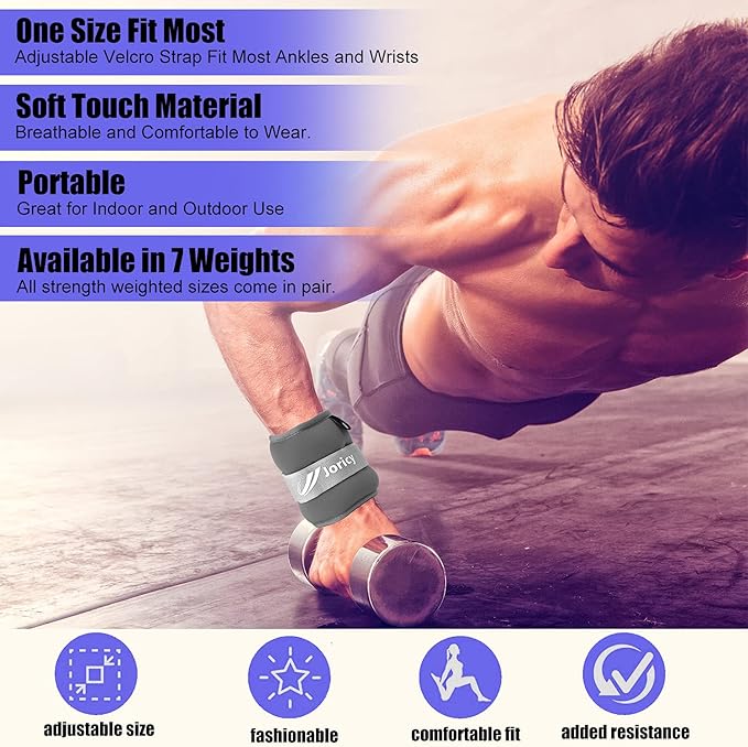 Ankle Weights A Pair of 1/2/3/4/6/8/10/12/20 LBS Wrist Leg Arm Weights for Women Men with Adjustable Straps, Strength weighted for Physical Therapy Running Walking Fitness Gym Workout