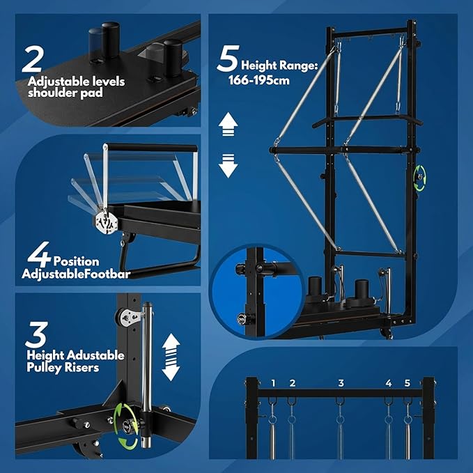 MAX3.0 Foldable 93" Pilates Reformer with Tower, Pilates Machine with Attachable Tower, Pilates Ring & Yoga Bands, Jumpboard, Dual Resistance Springs, Reformers for Home Workout, up to 800 lbs