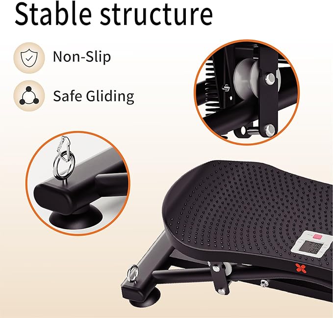 Balance Board for Adults, Rocking Stepper with Resistance Bands, Portable Wobble Board with LCD Monitor, 300 lbs Capacity Ski Trainer for Full Body Workout at Home Gym