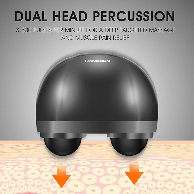 HANGSUN Handheld Neck Back Massager for Pain Relief Deep Tissue, Electric Double Head Percussion Massage MG460 for Shoulder, Leg, Foot, Muscles, Full Body, Corded, 2.3 lb